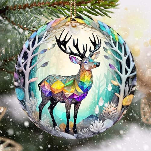 Touber Gebeizte Keramik Elch Ornament - Elch Weihnachtsschmuck - Weihnachtsbaumschmuck - Weihnachtsschmuck - Elch Dekor für Büro, Zimmer, Zuhause - Urlaubsgeschenkideen