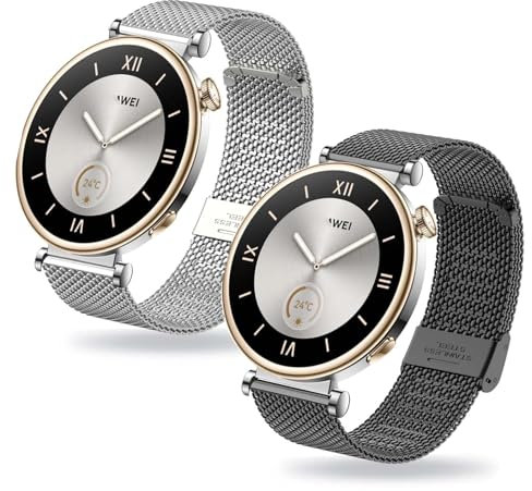 KUWAI 2 Stück Armbänder für Huawei Watch GT4 41mm Armband, Rostfreie Stähle Magnetischer Armband für Huawei Watch GT 4 41mm Armbänder für Männer Frauen Band für Huawei Watch GT4 41mm Armband (A)
