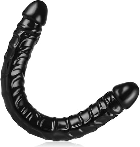 Enorme Consolador Negro Realista Doble Para Lesbianas Doble Cara Anal Estimulador Del Punto G Juguete Sexual Para Mujeres Hombres Parejas Consolador Longitud 33,5 CM Diámetro 3,5 CM