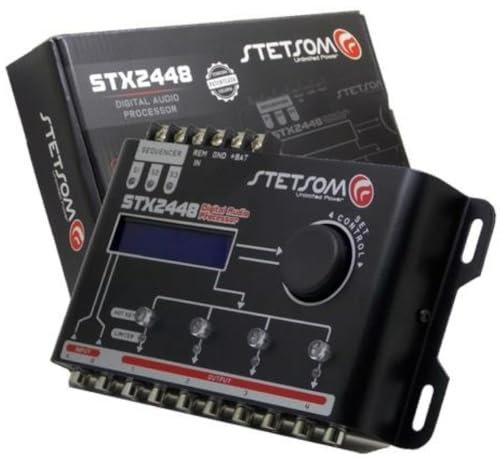 KIT SET PER STETSON STX2448 1 processore audio digitale a 4 canali, display lcd, 2 ingressi audio, 4 uscite indipendenti, per auto car, 1 pezzo