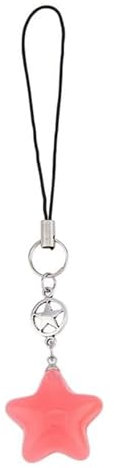 Maxtonser Fünfzackiger Stern-Anhänger, Handy-Anhänger, Seil zum Aufhängen, Y2K-Handykette, Riemen, Tasche, Dekoration, Schlüsselband, Schlüsselanhänger, Zubehör, Rosa