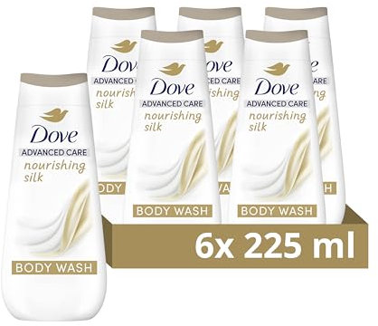 Dove Advanced Care Nourishing Silk Body Wash Body Cleanser shower gel with skin-natural nutrients for instantly silky-soft skin 6x 225 ml