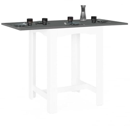 IDMarket - Table Haute de Bar Extensible Dona 2 à 4 Personnes Blanche Plateau Gris 65-130 cm