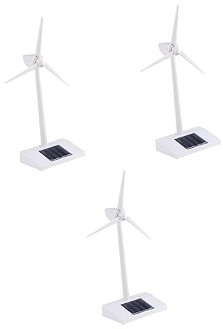 HEMOTON 3St Turbinenmodell Solarlüfter solare Windmühle Steine zum Bemalen Modelle Kinderspielzeug solarbetriebene Windmühlen Modell Einer Windkraftanlage Mini Ornamente Weiß