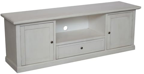Vicentini arreda MOBILE PORTA TV IN LEGNO SHABBY CHIC BIANCO ANTICATO 1 CASSETTO