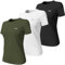 Wulibike 3 or 5er Pack Sportshirt Damen Funktionsshirt Stretch Schnelltrocknend Activewear Atmungsaktiv Laufshirt Kurzarm Fitness Wandershirt UPF 50+ Sonnenschutz Top Schwarz-Weiß-OlivGrün S