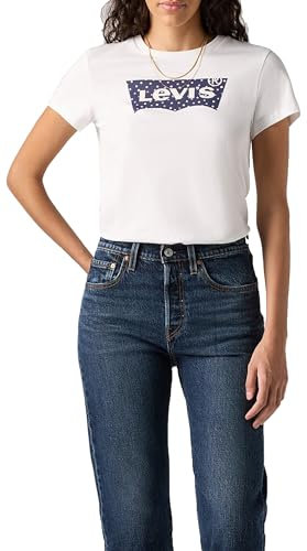 Levi's Femme The Perfect Tee T-Shirt, Maya Fuzzy Dot BW FI, S