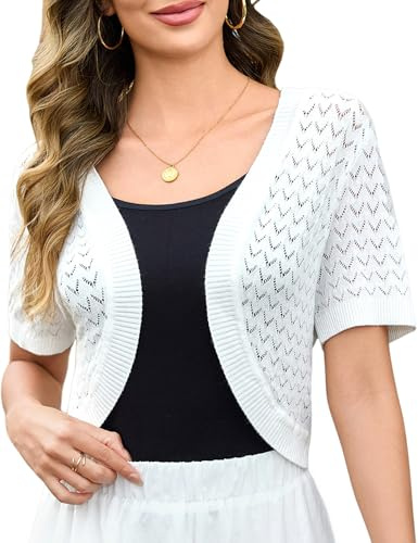 Totatuit Boléro Femme Chic Tricot Gilet Bolero Cardigan Veste Élégant Gilets Court Mousseline Manche Maille Vintage Tops
