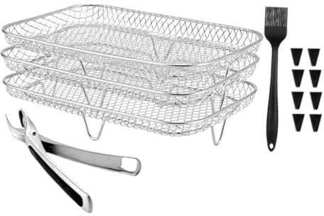 OFFSCH 3-Piece Air Fryer Shelf Rack Grilling Air Fryer Rack Set Sturdy and Sturdy Stainless Steel for Easy Cooking