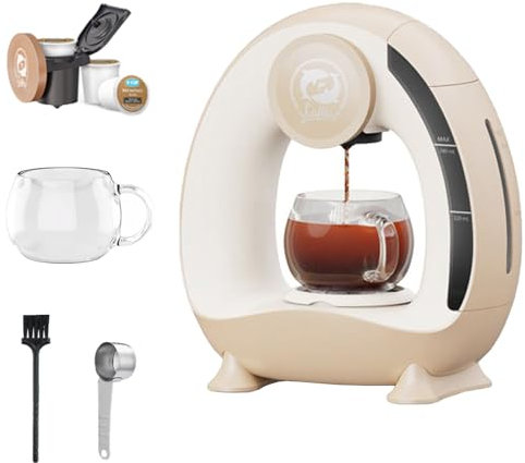 XoTiq Mini Drip Coffee Maker, Americano Coffee Machine, Small Coffee Maker with 240ml Water Tank, 185℉ Constant Temperature, Constant Temperature Coffee Machine for Camping, Driving, Home and Office