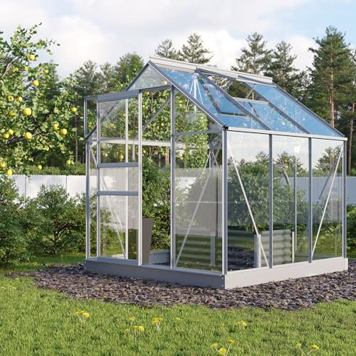 Vitavia Gewächshaus Planet 3800 inkl. Fundament, Aluminium, 3,8 m², 3 mm ESG | Wetterfestes & stabiles Treibhaus | Perfekt für Gemüse & Pflanzen | Robust & langlebig