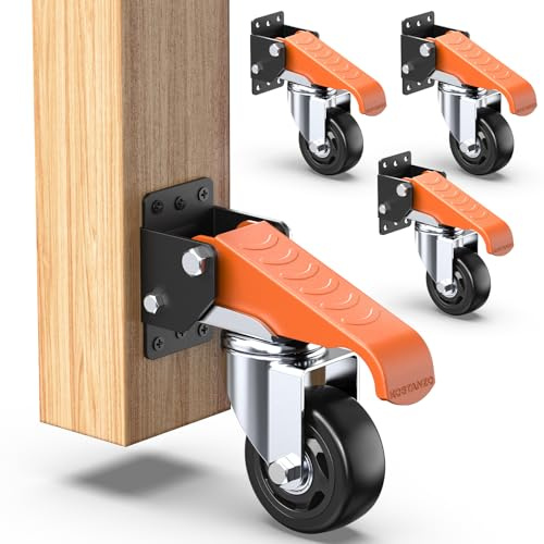 Retractable Casters 3 Inch Workbench Caster Side Mount Swivel Wheels Heavy Duty DIY Garage Tool Bench Mobility Caster