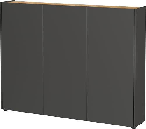 Germania Schuhschrank 1347-549 GW-Libbiano, in Graphit/Navarra-Eiche-Nb., mit grifflosem Design, 138 x 105 x 25 cm (BxHxT)