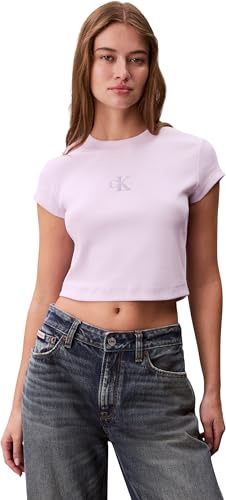 Calvin Klein Women's Monologo Baby Rib Tee Lv047ab802 Tees