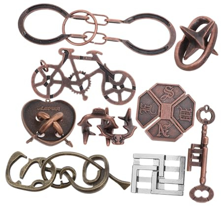 WEKAMOS 9 Stück Teiliges Luban Schloss Metall Puzzle Gehirntraining Denkspiele für Erwachsene Logikrätsel und Knobelspiel Problemlösung und Kreativität Geduldsspiel für Stressabbau