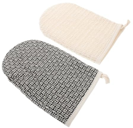 IMIKEYA 2 Stück Doppelseitige Sisal Peeling Handschuhe Natürlicher Badeschwamm für Körperreinigung und Massage Wiederverwendbare Luffa Waschlappen für Damen und Herren