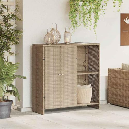 Frdhee Bücherregal Wohnzimmerschrank,Badschrank mit Speicher mit Tür Beige 100 x 36 x 102 cm Rattan,Eckschrank für Küche Wohnzimmer Esszimmer