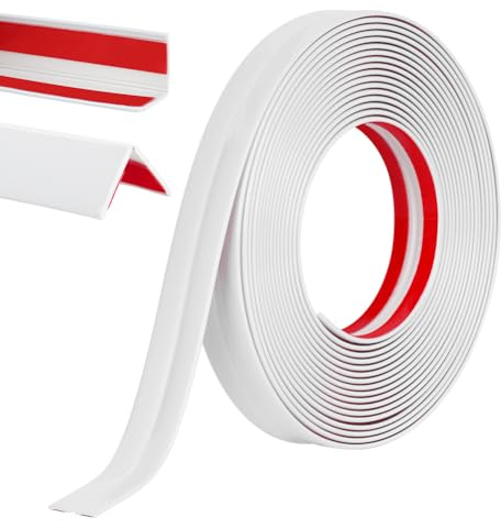 Alaoo Weichsockelleiste Wasserdicht aus PVC Flexibel, 2cm x 6m, Weiss | Abschlussleiste aus PVC Flexibel, Selbstklebende Bodenleiste für Türen, Fenster, Wände, Küche, Badezimmer Fliesen