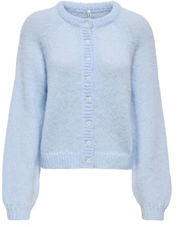 ONLY Damen Strickjacke Blau M | Normal geschnitten fit, Langarm, Casual, Bei max. 30 grad im schongang waschen