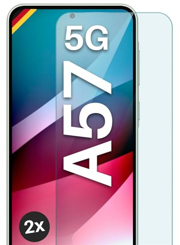 moex Schutzfolie für Samsung Galaxy A57 5G Glas 9H Härte, gehärtetes Schutzglas, Panzer Schutz Glas Displayschutz Folie, kompatibel mit jeder Handy Hülle, ShockProtect 2 Stück