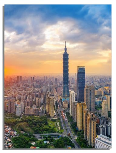 Wallario Sticker/Aufkleber für Kühlschrank/Geschirrspüler/Küchenschränke, Selbstklebende Folie - 60 x 80 cm, Motiv: Skyline mit Wolkenkratzern