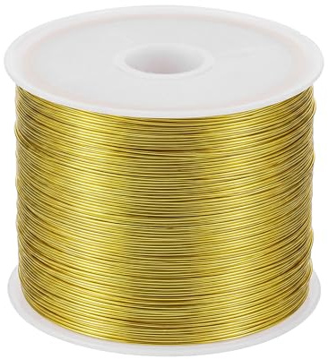 1 rulle pysseltråd guld, smyckestråd, tråd för pyssel, rostfri ståltråd 100 m x 0,4 mm, böjbar pysseltråd för smyckestillverkning, gör-det-själv, hantverk (guld)