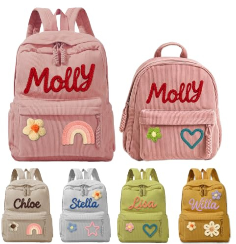 KKHH Personalisierter Rucksack mit Namen – bestickter Kindergartenrucksack | Originaler Schulrucksack für Schule, Kindergarten, Geburtsgeschenk, Weihnachten und Geburtstag