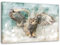 Feeby Bilder Eule Vögel XXL 120x80 cm 1Teilig Wohnzimmer Schlafzimmer Modern Wandbilder Leinwandbilder Bild auf Leinwand Kunstdruck Wanddeko Design Natur Vintage Braun Türkis