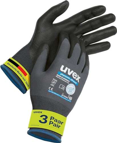 3 Paar Uvex Phynomic Allround - Leichte Arbeitshandschuhe für Damen - Gr 08
