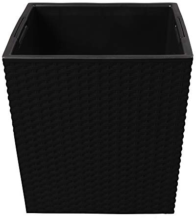 Ondis24 Pflanzkübel, Blumenkübel, Rato 64, Blumentopf, Rattan Optik, 39 x 39 x 42 (H) cm, Kunststoff (Anthrazit)