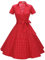 Timormode Robe Années 50's Audrey Hepburn Rockabilly Swing,Plissé Robe à Manches Courtes 10084Small Red White M