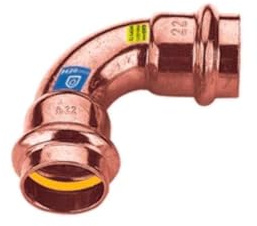 Curva in rame a pressare 90° FF acqua/gas 22mm