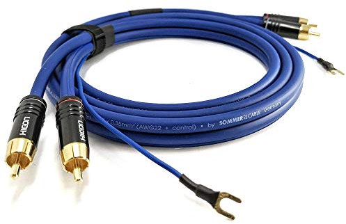 Cable cinch apantallado de 2 vías de 3m 2x 0,35mm² con cable de tierra extra largo de 3,1m 1 x 0,35mm² Sommer Cable cable de audio enchufes chapados en oro - SC81-K3-0300