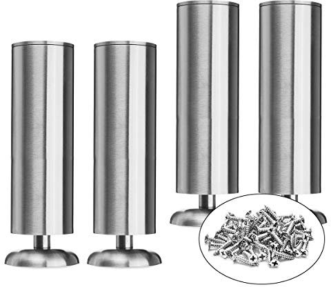 La Vane 12 / 30cm Metall Möbelfüße, 4er Set Edelstahl Tischbeine Schrankfüße mit Gummimatte für Schrank Sofa Küche Regal