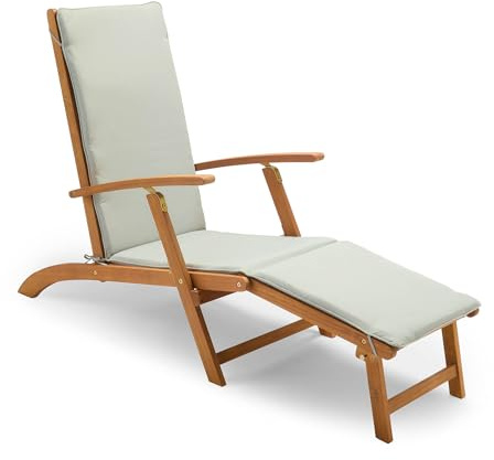 VonHaus Wooden Sun Lounger for Garden, Folding Relinable Sunlounger, Hudson