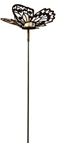Wunderschöner & Hochwertiger Gartenstecker - Tier Figur – Rost Stecker/Tierfigur – Große Auswahl – Edelrost Gartenfigur – Metall Gartendeko (Schmetterling Windlichthalter - Länge 120cm)