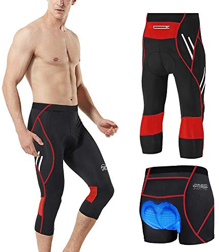 MEETWEE Herren 3/4 Radhose Fahrradhose, Kompression Radlerhose Leggings Radsport Hose für Männer Elastische Atmungsaktive 3D Schwamm Sitzpolster