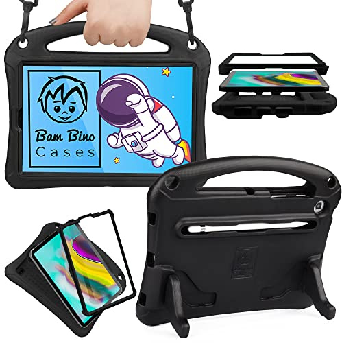 Bam Bino Space Suit [Rugged Kids Case] for Samsung Galaxy Tab S5e 10.5 | Designed in Australia, for Children | Stylus Holder, Screen Guard, Strap (Cosmic Black)