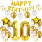Luftballon 10. Geburtstag Deko Junge Gold - Folienballon Happy Birthday 10th - Dekoration für Mädchen (10)