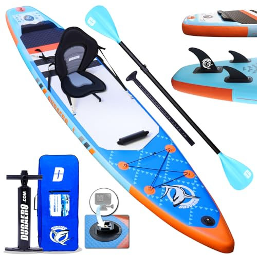 Tavole gonfiabili da Stand Up Paddle, supporto per cam, pad integrato a 3 pinze, doppia pagaia regolabile, accessori completi, 330 x 76 x 15 cm, portata fino a 150 kg, Blu