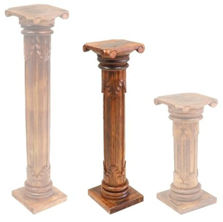 Oriental Galerie Säule Blumensäule Dekosäule Ständer Sockel Podest Blumenständer Holz Hellbraun 80 cm
