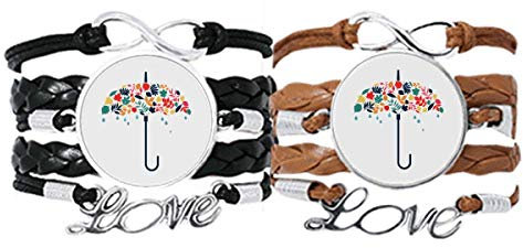 Foglie ombrello goccia pioggia bracciale cinturino in pelle corda bracciale doppio set regalo