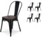 Kosmi - Lot de 4 chaises en métal Noir Mat avec Assise en Bois foncé - Style Industriel