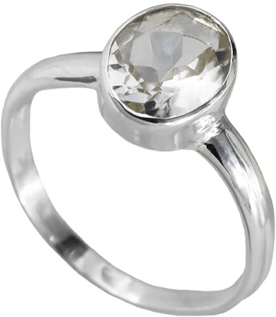 I-be, Bergkristall Edelstein Ring 925 Sterling Silber 100722/8x10