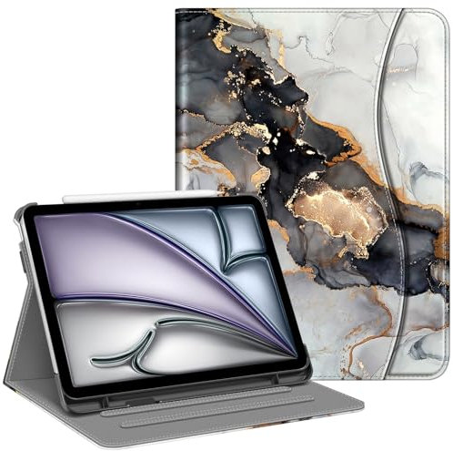 FINTIE Funda para iPad Air de 11 Pulgadas (2024) M2, iPad Air de 6ª / 5ª / 4ª generación (2024/2022/2022) - [visualización multiángulo] Funda Protectora con Soporte para lápices y Bolsillo, mármol