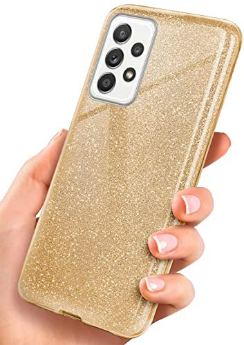 ONEFLOW Glitter Case für Samsung Galaxy A52 / A52s 5G Glitzer Handyhülle mit Kameraschutz, Stylische Hülle Glitzernd, Dünne TPU Schutzhülle für Damen, Glitzerhülle Qi kompatibel, Gold