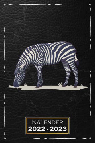 Kalender 2022-2023: A5 (6x9 Zoll) | 1 Woche auf 2 Seiten | mit Monatsübersicht & Kontakttabelle | Tiere Zebra Geschenk