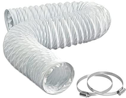 LOOTICH Tubo Secadora Universal de PVC Flexible Ø 127mm Longitud 2,5m para Aire Acondicionado y Campanas Extractoras Conducto de Aire de Ventilación Sistemas con 2 Abrazaderas de Acero