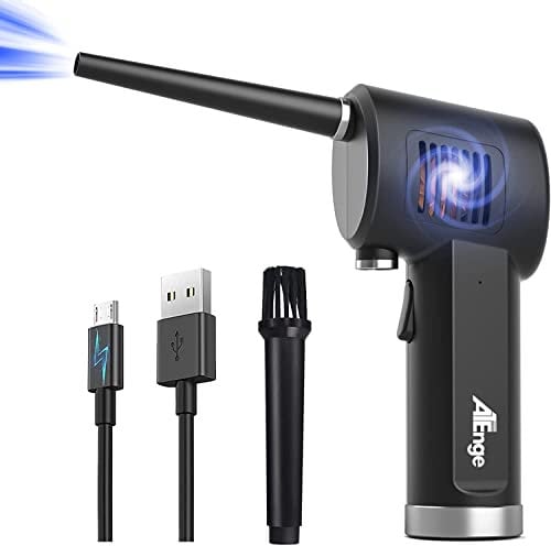 Bombe d'air Comprimé, Dépoussiérant Puissants électrique,Plumeau à air électrique 33000 tr/min, avec câble USB et brosse de nettoyage, pour ordinateur, clavier,voiture, maison pour animaux domestiques