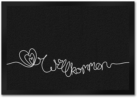 speecheese Fußmatte in 35x50 cm mit Willkommen-Schriftzug Türvorleger Haustür Eingang mit Herzen und geschwungener Schrift